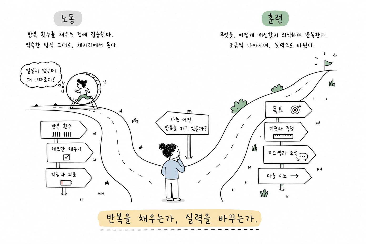 반복을 채우는가, 실력을 바꾸는가